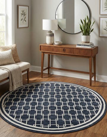 Jill Zarin Navy Blue Metropolitan Uptown Round Rug