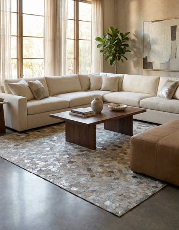 5' 1 x 8' Cowhide Leather Rug