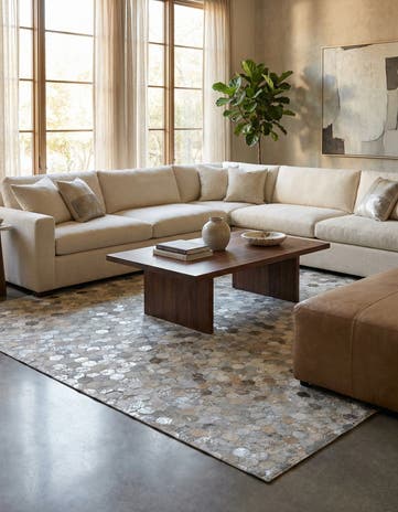5' 1 x 8' Cowhide Leather Rug