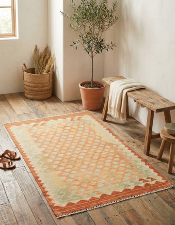 3' 2 x 5' Hand Woven Kilim Waziri Wool Rug