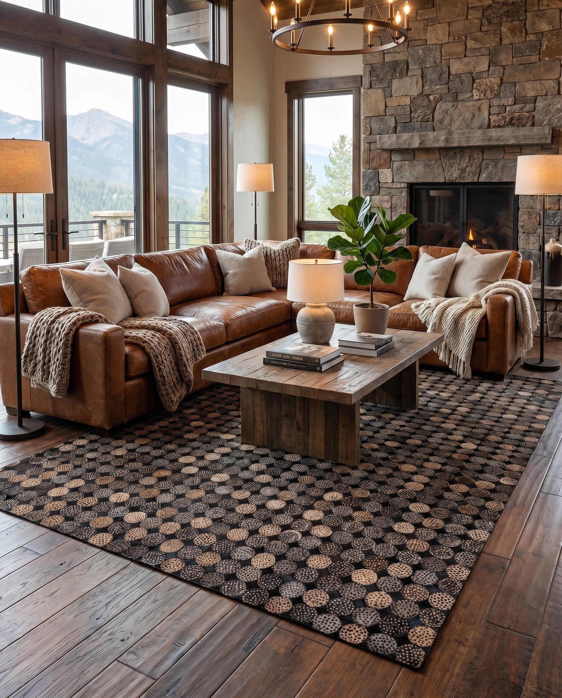 5' 1 x 8' Cowhide Leather Rug