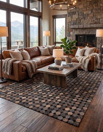 5' 1 x 8' Cowhide Leather Rug