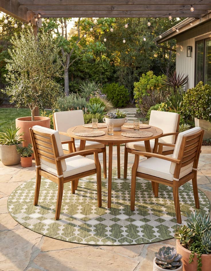 Detail image of  10' x 10'  Washable Lattice Indoor / Outdoor Round Rug