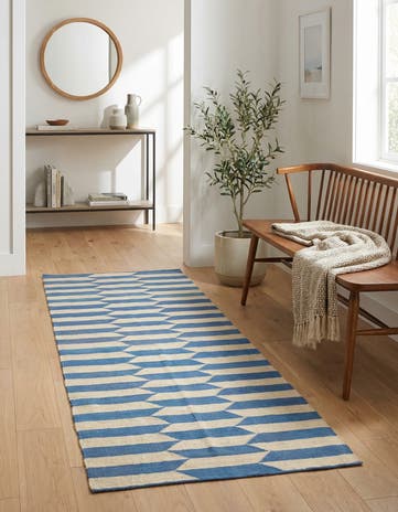 2' 9 x 9' 7 Hand Woven Kilim Modern Wool Runner Rug