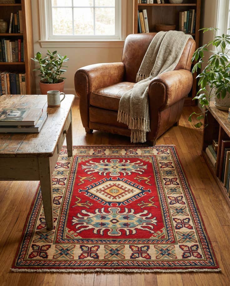 Detail image of 2' 8 x 4' 2 Hand Knotted Kazak Rug