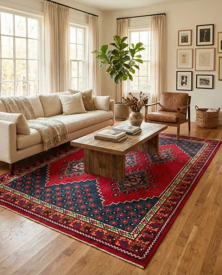 6' 8 x 10' 5 Hand Knotted Moroccan Wool Rug