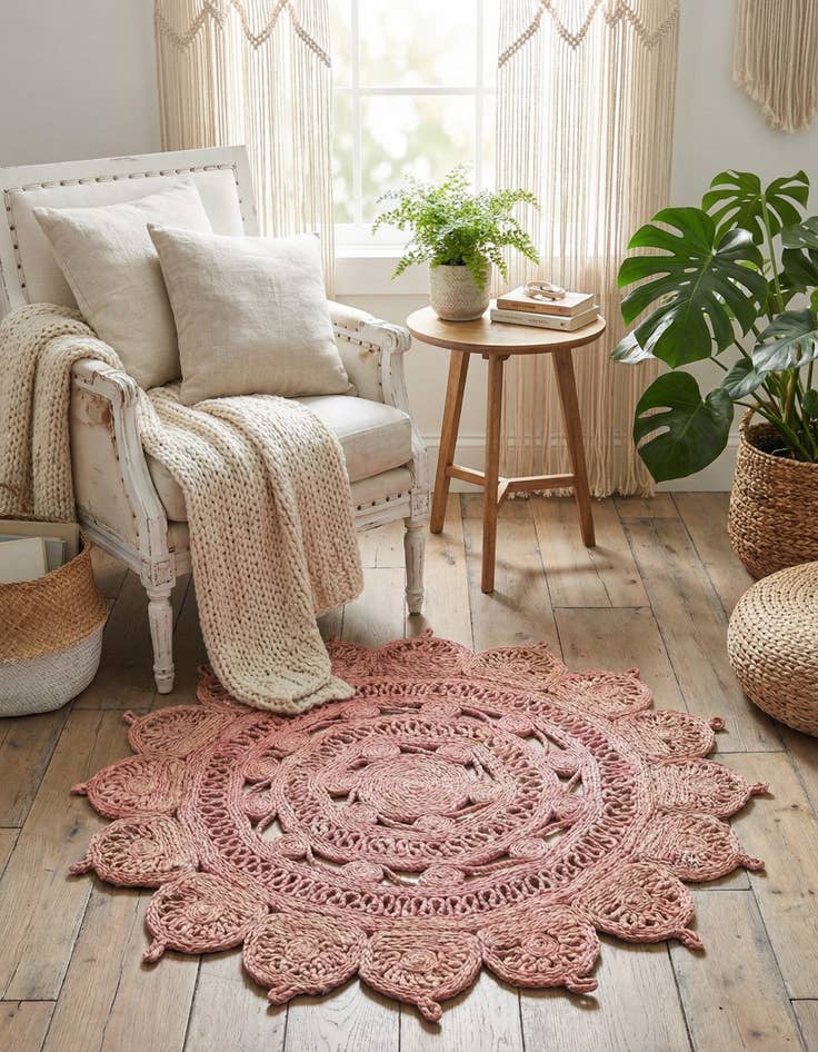 Detail image of 3' 1 x 3' 1  Hand Braided Jute Round Rug