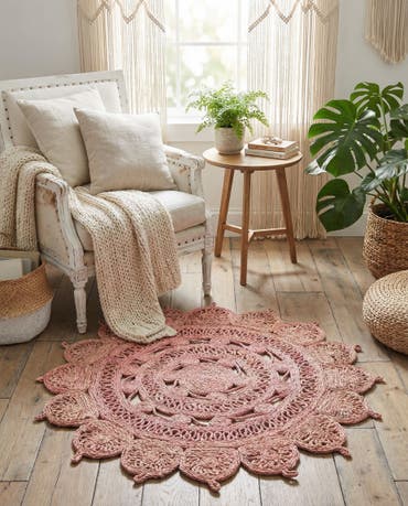  3' 1 x 3' 1  Hand Braided Jute Round Rug