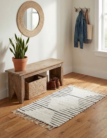 White Hand Woven Chindi Cotton Rug