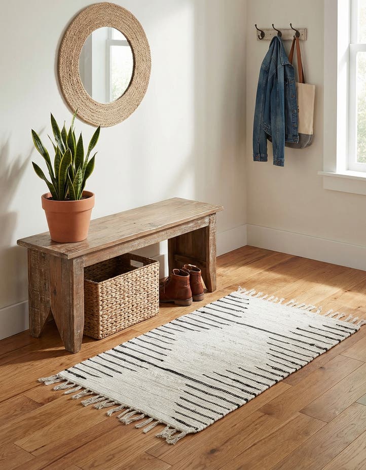 2' x 3' 1 Hand Woven Chindi Cotton Rug