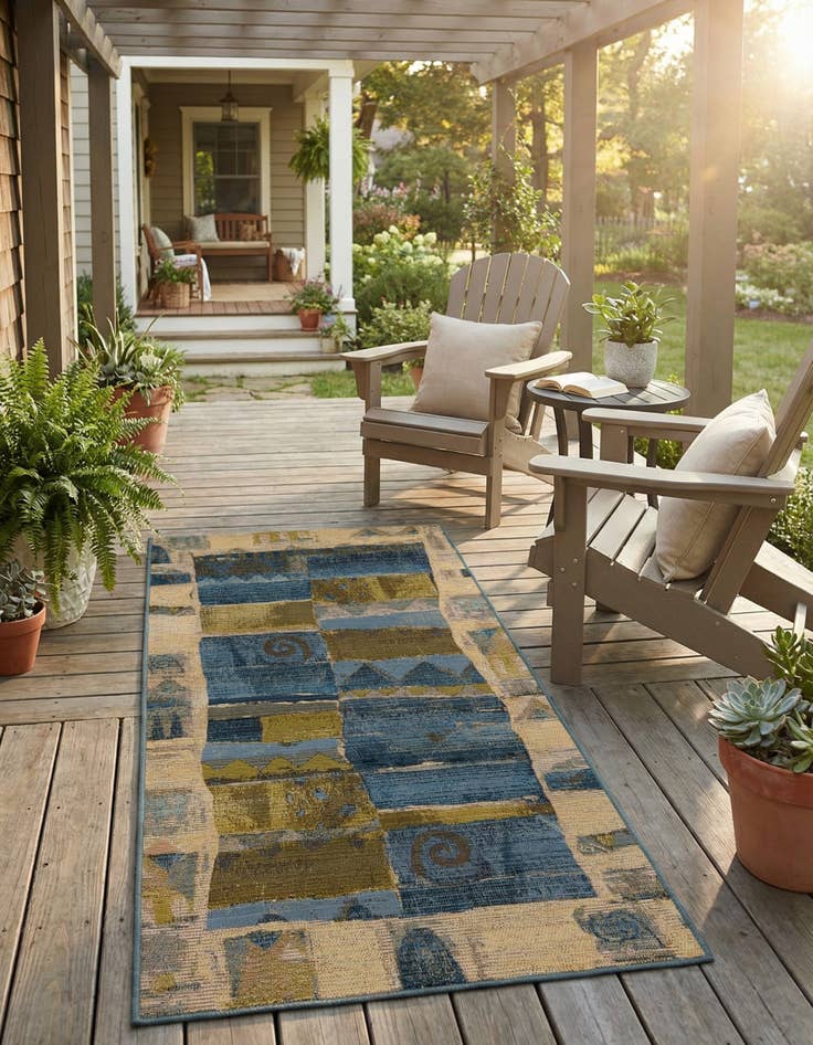 Detail image of 2' 7 x 5' 3  Washable Modern Indoor / Outdoor Runner Rug