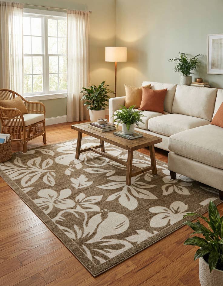 Detail image of 7' x 10'  Washable Botanical Indoor / Outdoor Rug