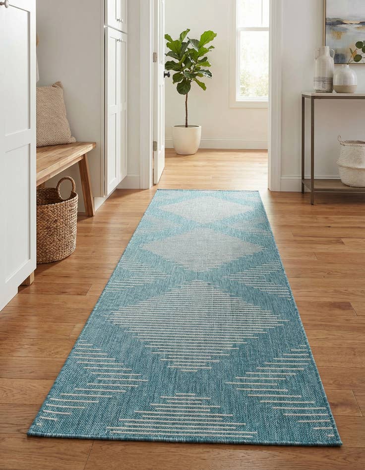 Detail image of 2' x 8' Easy-Clean Modern Indoor / Outdoor Runner Rug