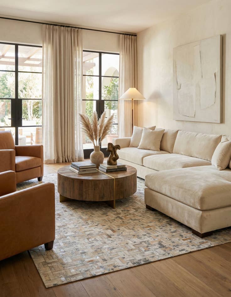 Detail image of 4' 11 x 8' 1 Cowhide Stocks Rug