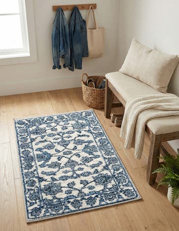 White Blue Boston Rug