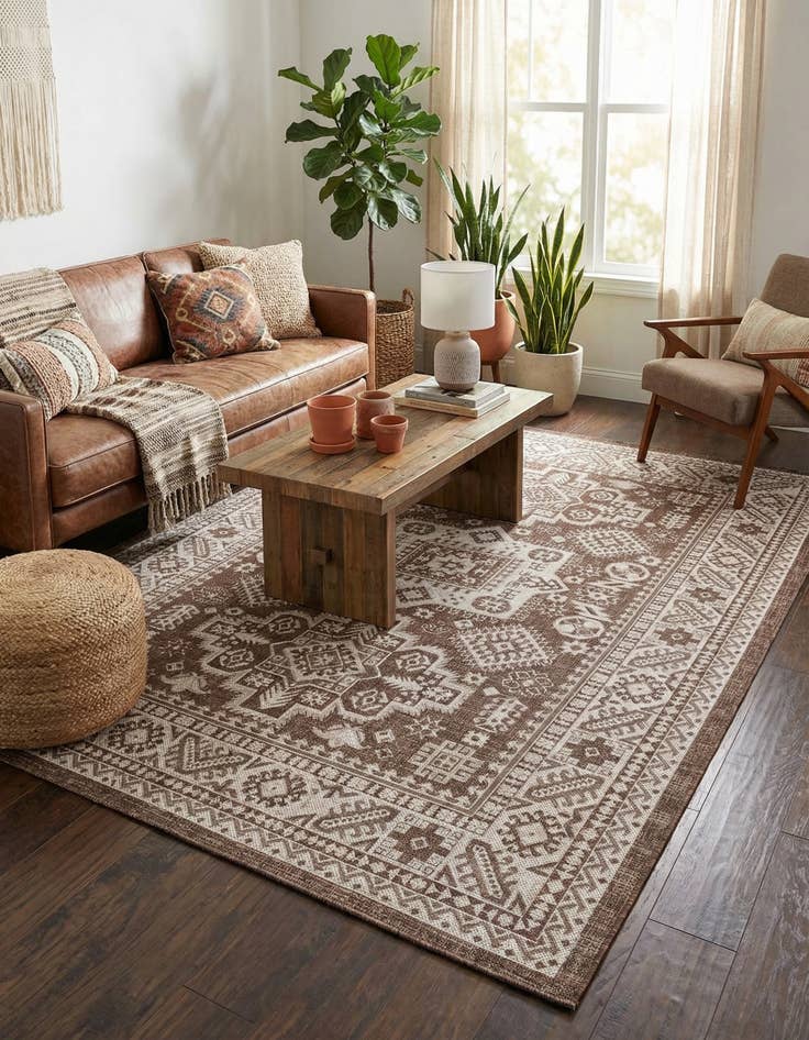 Detail image of 6' x 9'  Washable Aztec Indoor / Outdoor Rug