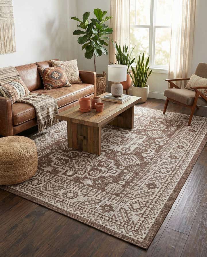 6' x 9' Easy-Clean Aztec Indoor / Outdoor Rug
