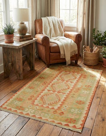 3' 2 x 5' Hand Woven Kilim Waziri Wool Rug