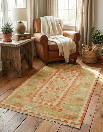 3' 2 x 5' Hand Woven Kilim Waziri Wool Rug
