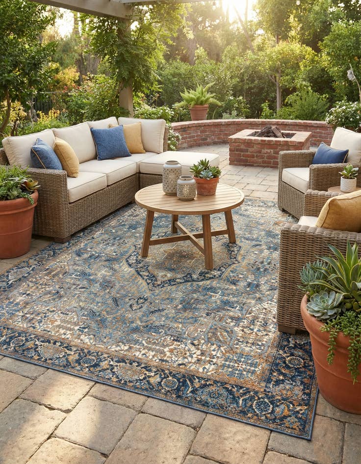 Detail image of 10' x 12' Easy-Clean Traditional Indoor / Outdoor Rug