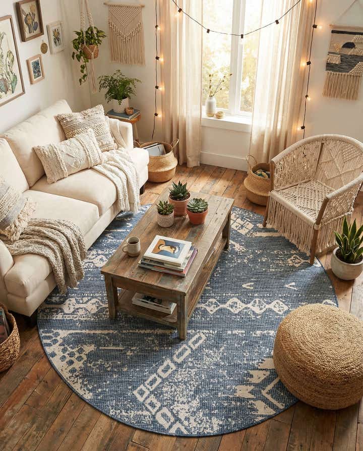 6' x 6' Easy-Clean Bohemian Indoor / Outdoor Round Rug