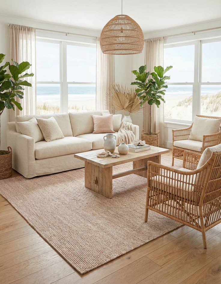 Detail image of  9' x 12'  Hand Woven Seaside Pearl Jute Rug