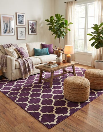 Purple Lattice Square Rug