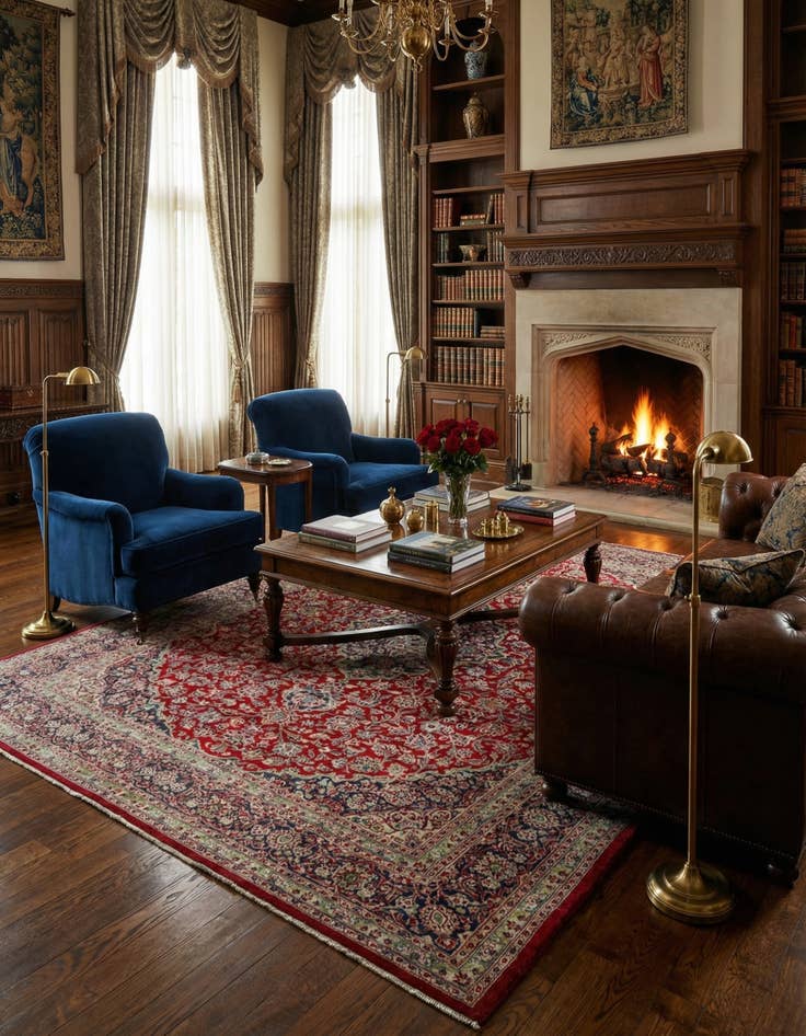 Detail image of  9' 9 x 11' 10  Hand Knotted Mashad Persian Wool Rug