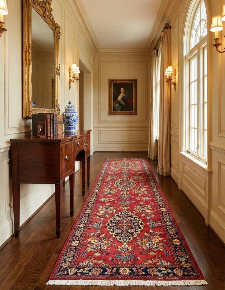 Detail image of  2' 9 x 6' 5  Hand Knotted Qom Persian Runner Rug