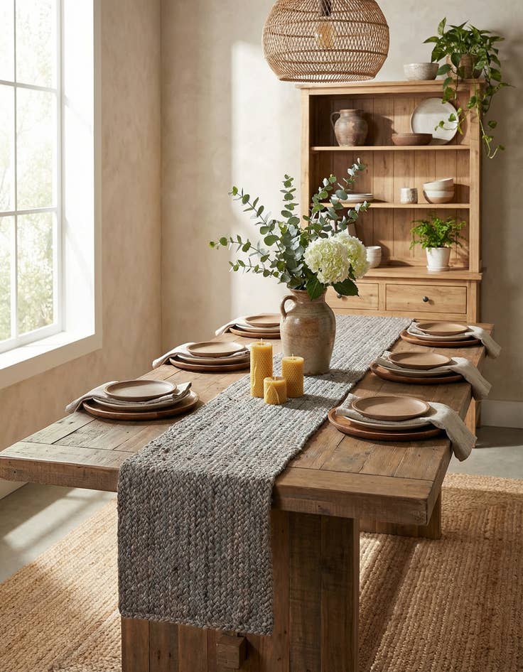 Detail image of 1' 2 x 10'  Hand Braided Jute Table Runner Rug