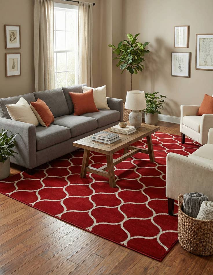 Detail image of  7' 10 x 11' Lattice Frieze Rug