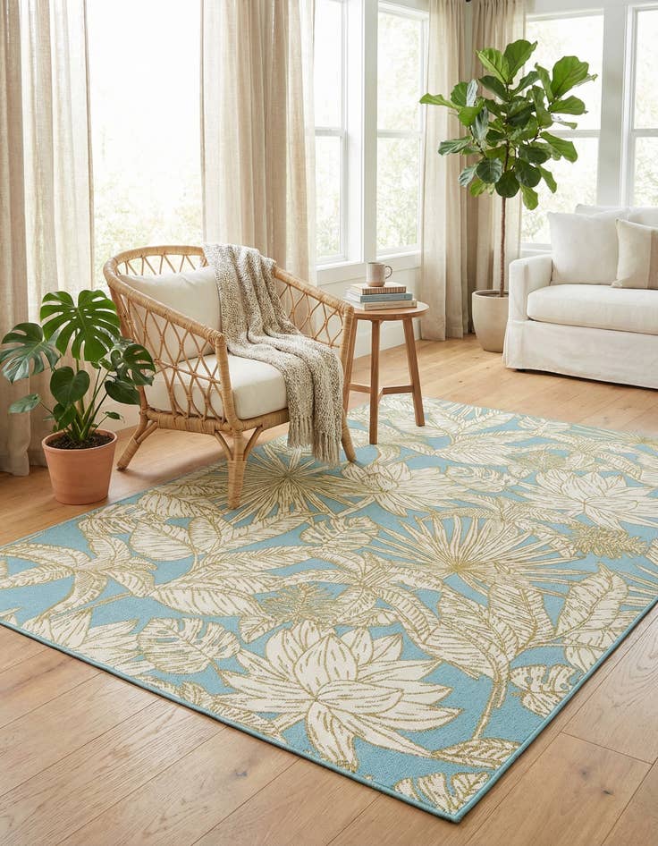 Detail image of 6' x 9'  Washable Botanical Indoor / Outdoor Rug