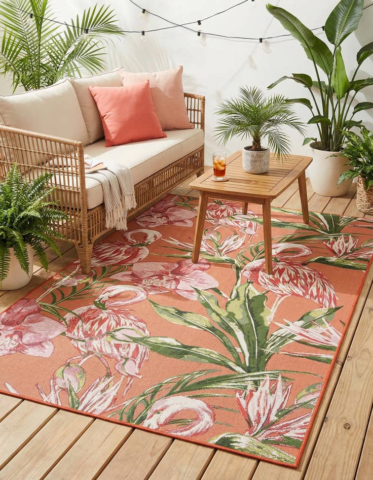 Detail image of 5' x 8' Easy-Clean Botanical Indoor / Outdoor Rug