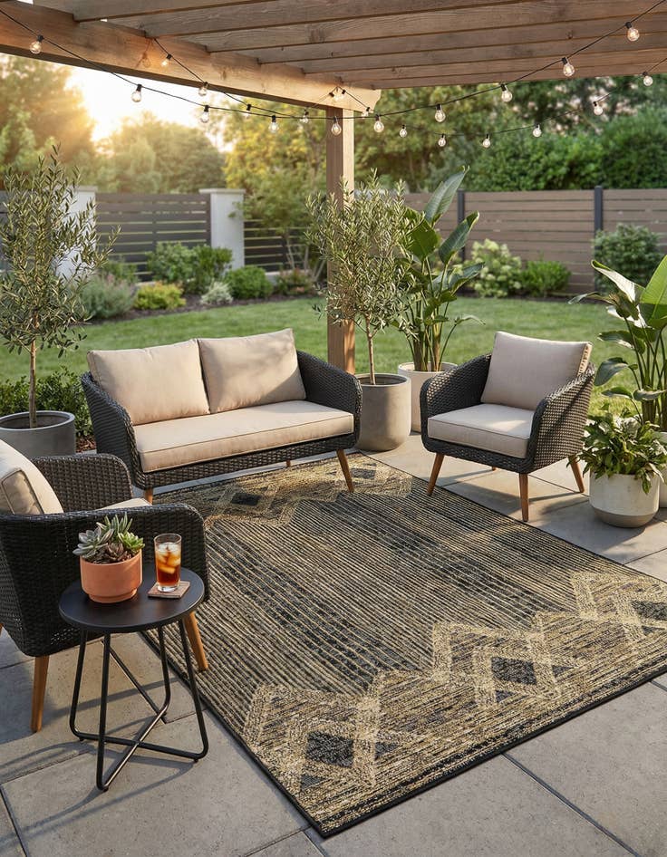 Detail image of 3' 3 x 5' 3  Washable Modern Indoor / Outdoor Rug