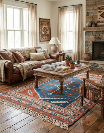 4' 6 x 5' 11 Hand Knotted Shiraz Oriental Wool Rug