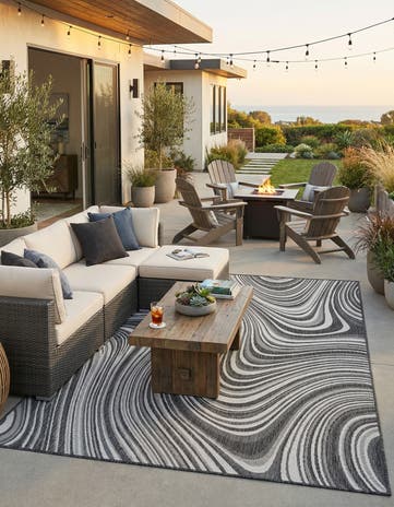 9' x 12' Easy-Clean Modern Indoor / Outdoor Rug