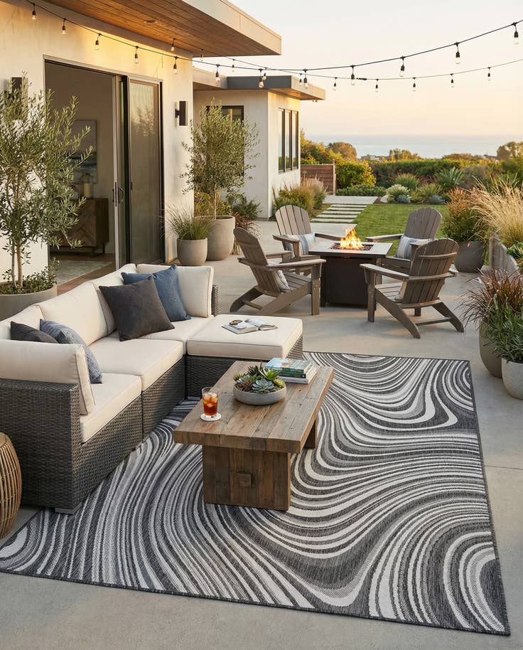 Detail image of 9' x 12' Easy-Clean Modern Indoor / Outdoor Rug