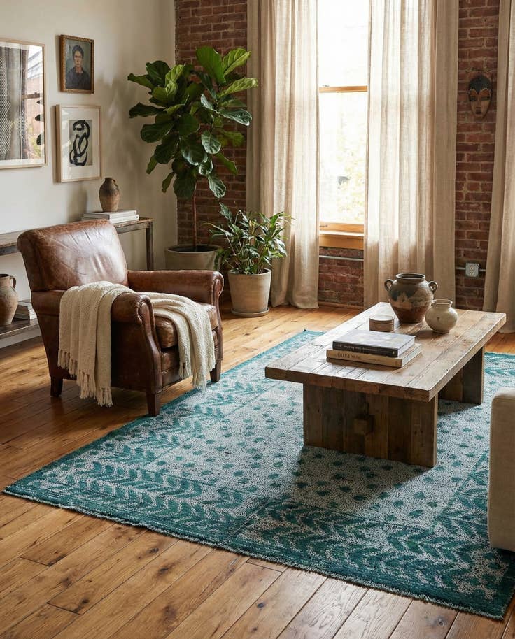 Detail image of 4' 11 x 7' 2 Hand Knotted Darya Wool Rug