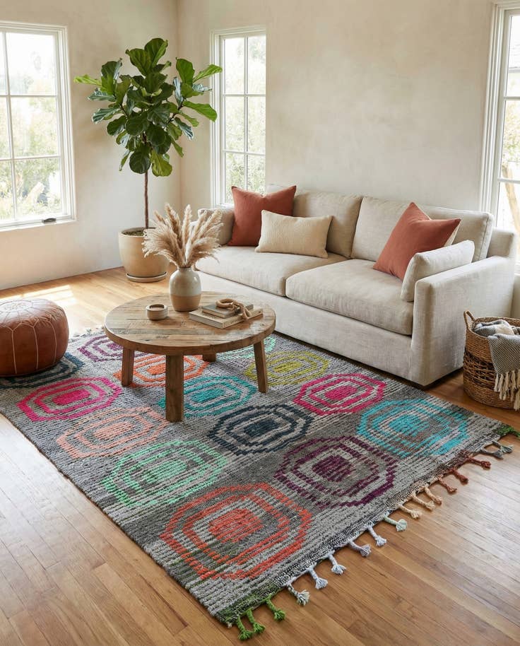 Detail image of 5' 1 x 7' Hand Knotted Moroccan Wool Rug