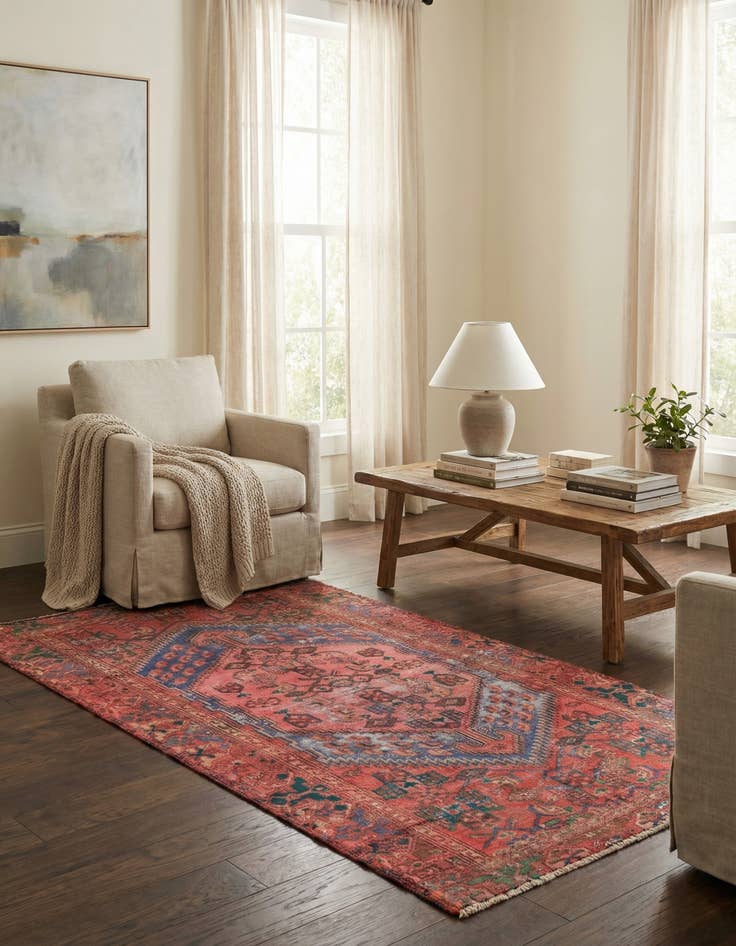 Detail image of 4' x 6' 10  Hand Knotted Ultra Vintage Persian Wool Rug