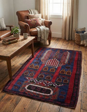 3' 2 x 4' 10 Hand Knotted Balouch Persian Wool Rug