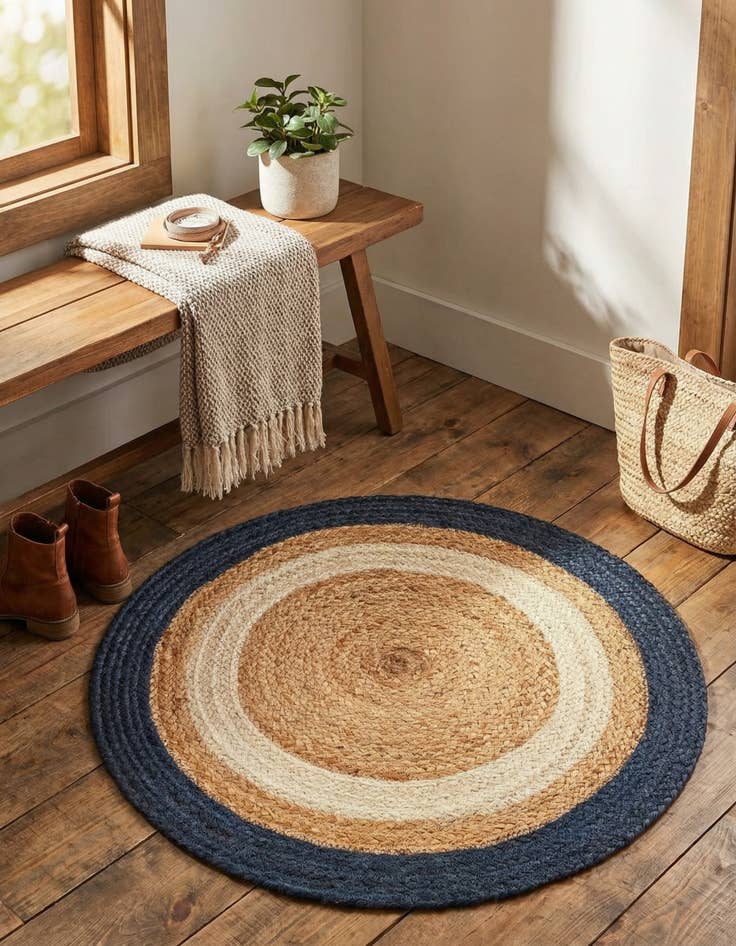 Detail image of 2' x 2'  Hand Braided Jute Round Rug