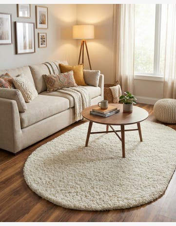 5' 3 x 8' Solid Shag Oval Rug