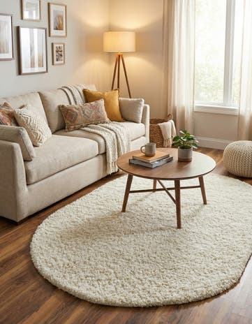 5' 3 x 8' Solid Shag Oval Rug
