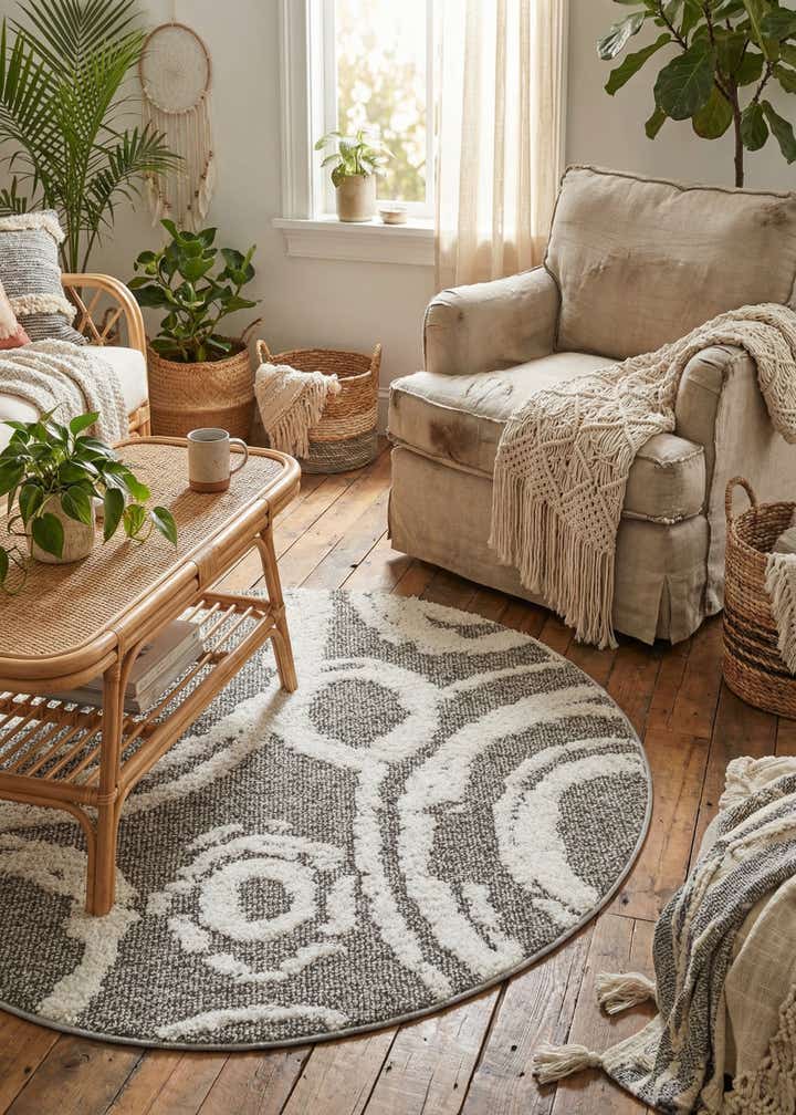 3' 3 x 3' 3 Boho Round Rug