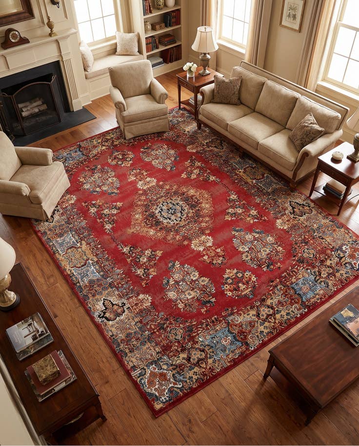 Detail image of 9' x 12' Easy-Clean Traditional Indoor / Outdoor Rug