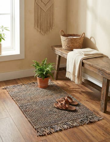 Gray Hand Woven Chunky Jute Rug