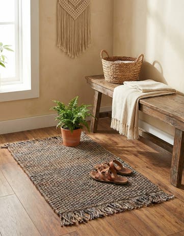 Gray Hand Woven Chunky Jute Rug