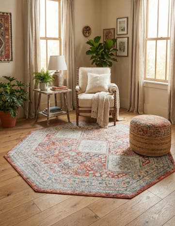 Red Newport Octagon Rug