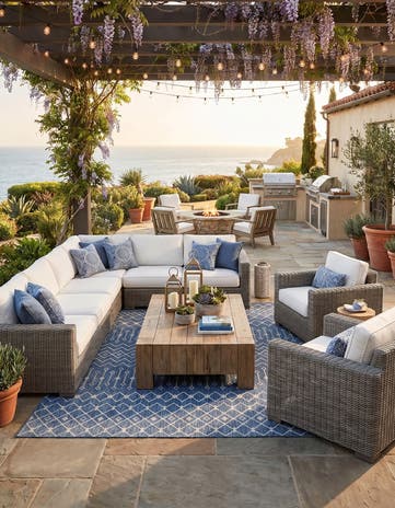 13' x 13' Easy-Clean Lattice Indoor / Outdoor Square Rug